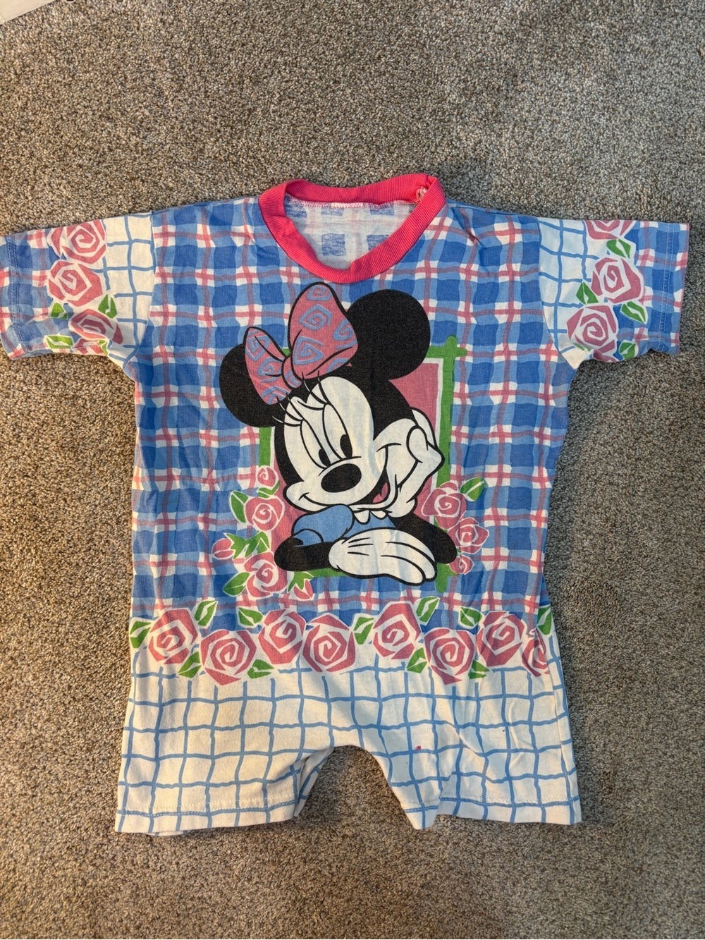 Vintage 80s Disney Baby Minnie Mouse romper snap crotch vintage kids clothes